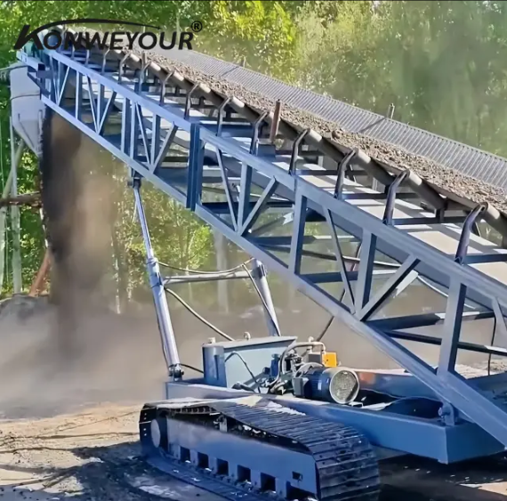 Mobilný pásový dopravník s teleskopickým boom